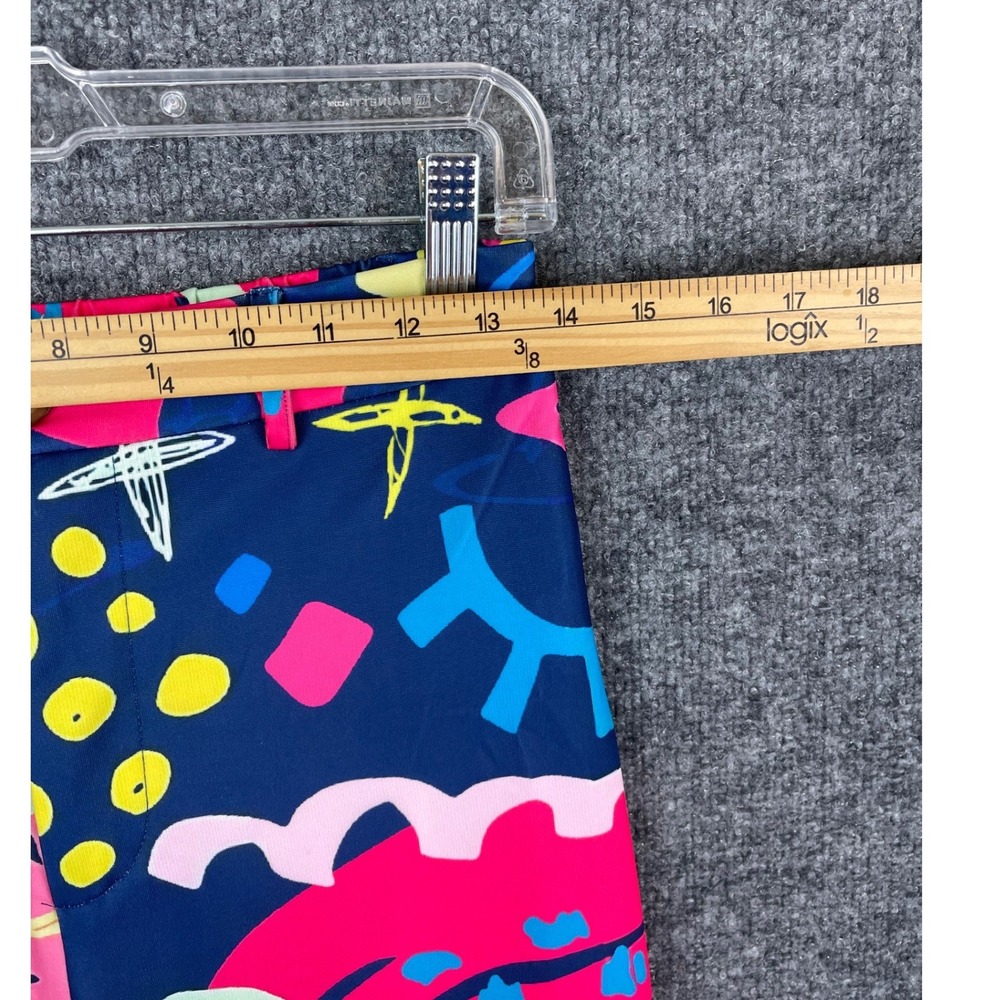 Denim& Love Abstract Graffiti Wide Leg Pants Women's M Navy Pink Retro - Picture 4 of 12